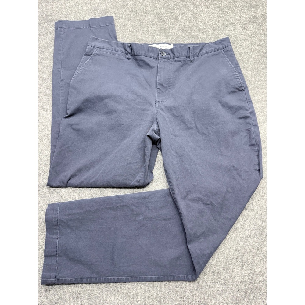 The Normal Brand Mens 40x34 Navy Blue Straight Leg Flat Front Chino Pants Top